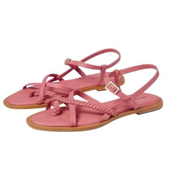 Free People Sunny Days Flat Sandal Sz 8.5 Pink Ankle Strap Adjustable Padded New - Picture 6 of 9